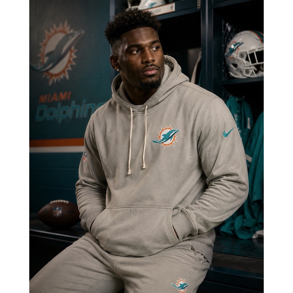 2025 Miami Dolphins Nike Player Worn Team Issued #76 NFL Hoodie 4XL